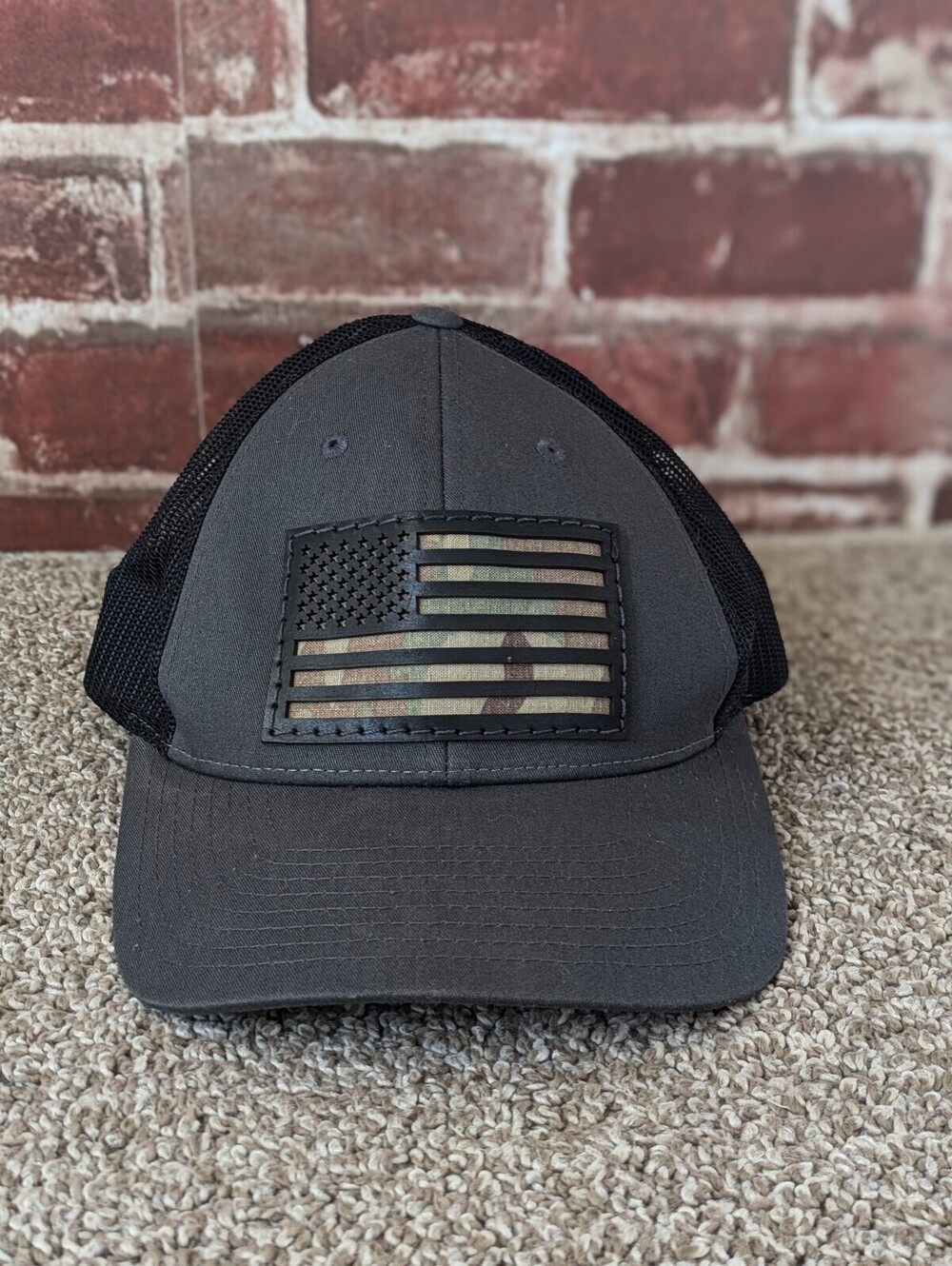 Eagles Angels Richardson 115 Trucker Hat Gray American Flag Mesh Snapback Cap